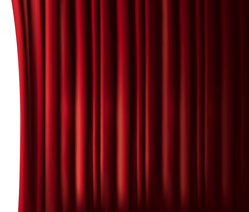 A red stage curtain